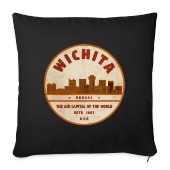 Wichita Air Capital Retro Emblem - Sofa pillowcase 17,3'' x 17,3'' (45 x 45 cm) - black - Front