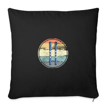 Planches de ski Vintage - Housse de coussin décorative 45 x 45 cm - noir - Devant