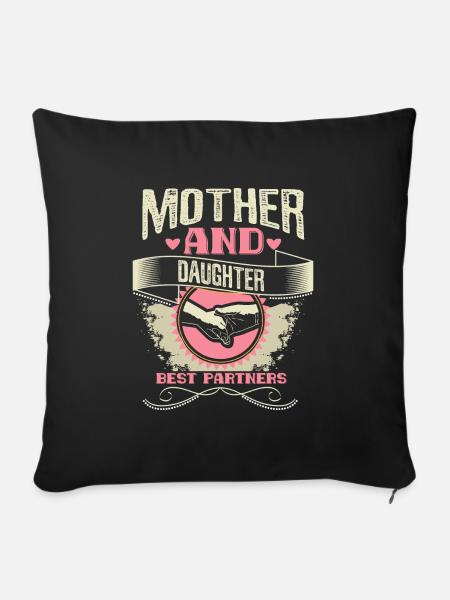 Mutter Tochter Familie Geschenkidee - Sofakissenbezug 45 x 45 cm - Schwarz