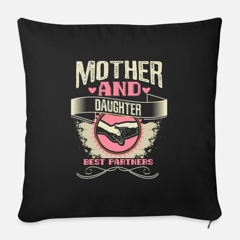 Idée cadeau de famille mère-fille - Housse de coussin décorative 45 x 45 cm - noir