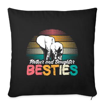Mère et fille Cadeau d’amour de la fête des mères - Housse de coussin décorative 45 x 45 cm - noir - Devant