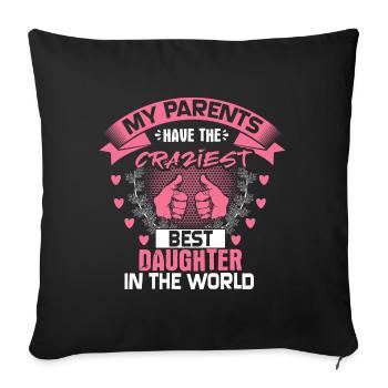 Fille Père Cadeau Drôle - Housse de coussin décorative 45 x 45 cm - noir - Devant