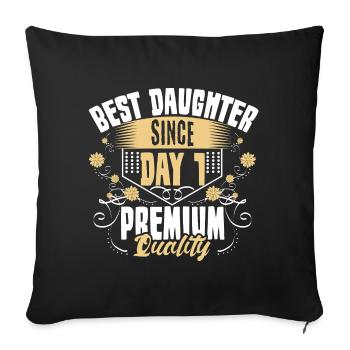 Meilleur cadeau mignon pour les parents de filles - Housse de coussin décorative 45 x 45 cm - noir - Devant
