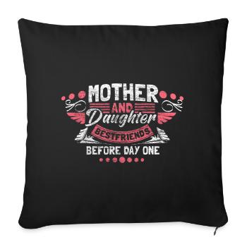 Mother and daughter cohesion gift - Sofa pillowcase 17,3'' x 17,3'' (45 x 45 cm) - black - Front