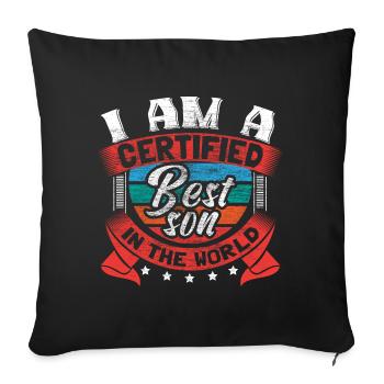 Idée de cadeau d’anniversaire du meilleur fils papa - Housse de coussin décorative 45 x 45 cm - noir - Devant
