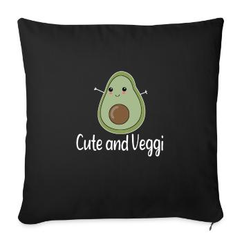 Avocat mignon et végétarien - Housse de coussin décorative 45 x 45 cm - noir - Devant