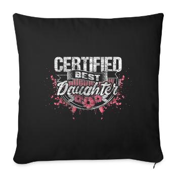 Fille Père Cadeau Drôle - Housse de coussin décorative 45 x 45 cm - noir - Devant