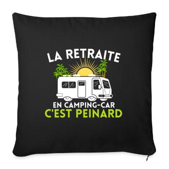 Camping car retraite Cadeau Humour - Housse de coussin décorative 45 x 45 cm - noir - Devant