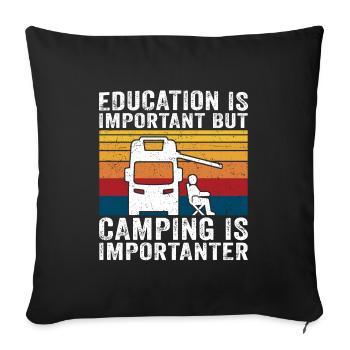 camping is importanter motorhome t-shirt camper - Sofa pillowcase 17,3'' x 17,3'' (45 x 45 cm) - black - Front