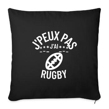 J peux pas j ai rugby - Housse de coussin décorative 45 x 45 cm - noir - Devant