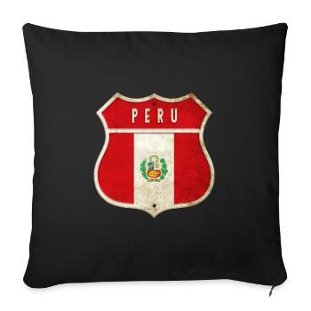 Design du drapeau des armoiries du Pérou - Housse de coussin décorative 45 x 45 cm - noir - Devant