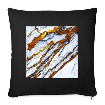 white marble meets gold - Sofa pillowcase 17,3'' x 17,3'' (45 x 45 cm) - black - Front