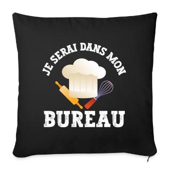je serai dans mon bureau - Housse de coussin décorative 45 x 45 cm - noir - Devant
