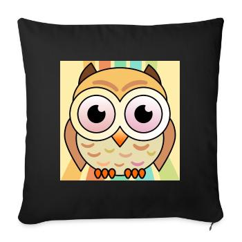 RETRO OWL - ANIMAL PICTURES - Sofa pillowcase 17,3'' x 17,3'' (45 x 45 cm) - black - Front