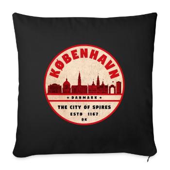Copenhagen Skyline Vintage Seal - Sofa pillowcase 17,3'' x 17,3'' (45 x 45 cm) - black - Front