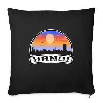 Hanoi Vietnam Skyline Vintage Sonnenuntergang Reise Souven - Sofakissenbezug 45 x 45 cm - Schwarz - Vorne
