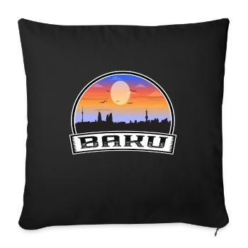Baku Azerbaijan Skyline Vintage Sunset Travel Souv - Sofa pillowcase 17,3'' x 17,3'' (45 x 45 cm) - black - Front