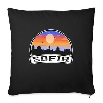 Sofia Bulgarien Skyline Vintage Sunset Travel Souve - Sofakissenbezug 45 x 45 cm - Schwarz - Vorne