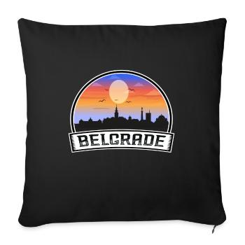 Belgrade Serbie Skyline Vintage Sunset Travel Souv - Housse de coussin décorative 45 x 45 cm - noir - Devant