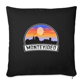 Montevideo Uruguay Skyline Vintage Sunset Travel S - Housse de coussin décorative 45 x 45 cm - noir - Devant