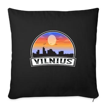 Vilnius Litauen Skyline Vintage Sonnenuntergang Reisen So - Sofakissenbezug 45 x 45 cm - Schwarz - Vorne