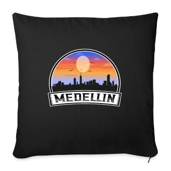 Medellin Colombie Skyline Vintage Sunset Travel So - Housse de coussin décorative 45 x 45 cm - noir - Devant