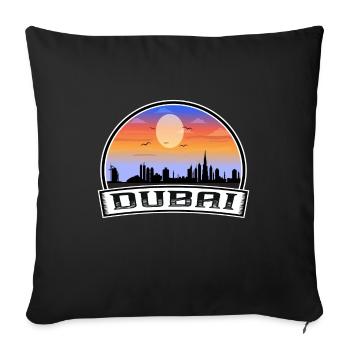 Dubai Uae Skyline Vintage Sunset Travel Souvenir - Sofa pillowcase 17,3'' x 17,3'' (45 x 45 cm) - black - Front