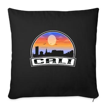 Cali Colombie Skyline Vintage Sunset Travel Souven - Housse de coussin décorative 45 x 45 cm - noir - Devant