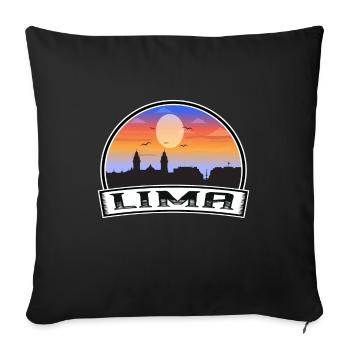 Lima Peru Skyline Vintage Sunset Travel Souvenir - Sofa pillowcase 17,3'' x 17,3'' (45 x 45 cm) - black - Front