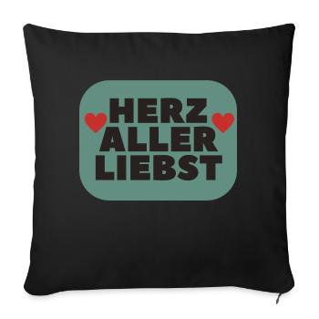 Herz aller liebst Lieblingsmensch Geschenkidee - Sofakissenbezug 45 x 45 cm - Schwarz - Vorne