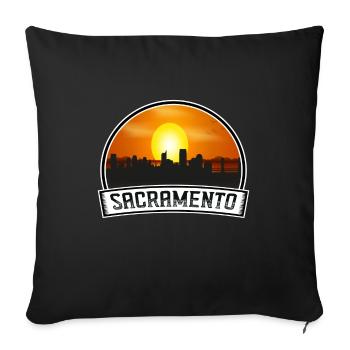 Sacramento Californie États-Unis Skyline Vintage Sunset T - Housse de coussin décorative 45 x 45 cm - noir - Devant