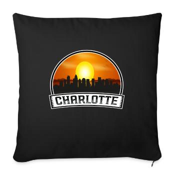 Charlotte Caroline du Nord États-Unis Skyline Vintage Sunse - Housse de coussin décorative 45 x 45 cm - noir - Devant