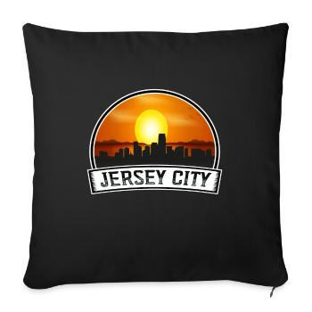Jersey City New Jersey États-Unis Skyline Vintage Coucher de soleil - Housse de coussin décorative 45 x 45 cm - noir - Devant