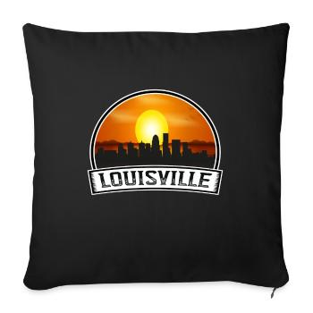 Louisville Kentucky États-Unis Skyline Vintage Sunset Tra - Housse de coussin décorative 45 x 45 cm - noir - Devant