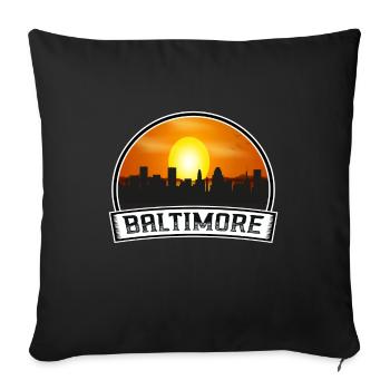 Baltimore Maryland États-Unis Skyline Vintage Sunset - Housse de coussin décorative 45 x 45 cm - noir - Devant
