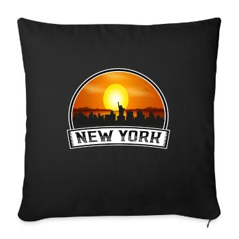 New York New York États-Unis Skyline Vintage Sunset Trave - Housse de coussin décorative 45 x 45 cm - noir - Devant