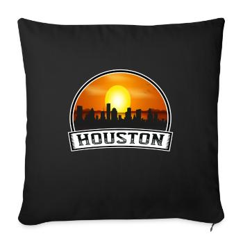 Houston Texas États-Unis Skyline Vintage Sunset Travel So - Housse de coussin décorative 45 x 45 cm - noir - Devant