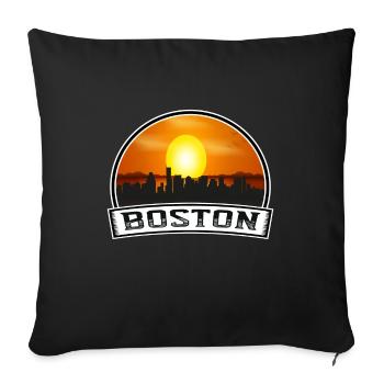 Boston Massachusetts Usa Skyline Vintage Sunset Tr - Sofa pillowcase 17,3'' x 17,3'' (45 x 45 cm) - black - Front