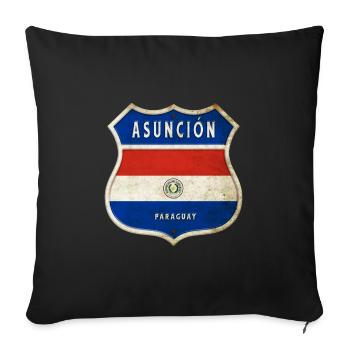 Design du drapeau des armoiries d'Asuncion - Housse de coussin décorative 45 x 45 cm - noir - Devant