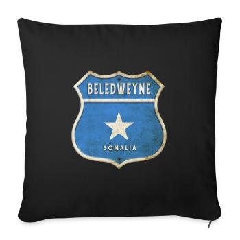 Design du drapeau somalien Beledweyne - Housse de coussin décorative 45 x 45 cm - noir - Devant