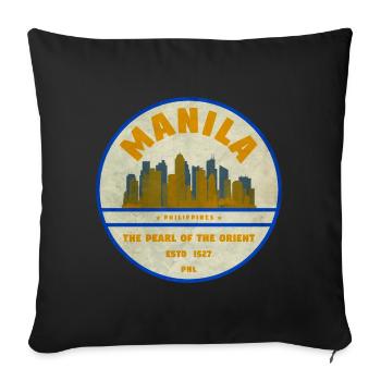 Manila Skyline – Pearl of the Orient - Sofa pillowcase 17,3'' x 17,3'' (45 x 45 cm) - black - Front