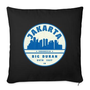 Jakarta Skyline Round Logo Blue White - Sofa pillowcase 17,3'' x 17,3'' (45 x 45 cm) - black - Front