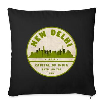 New Delhi Skyline Vintage Siegel - Sofakissenbezug 45 x 45 cm - Schwarz - Vorne