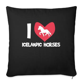 I Love Horses Icelandic Horses Statement Heart - Sofa pillowcase 17,3'' x 17,3'' (45 x 45 cm) - black - Front