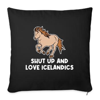 Icelandic Horse Love Cool Icelandic Horses Statement - Sofa pillowcase 17,3'' x 17,3'' (45 x 45 cm) - black - Front