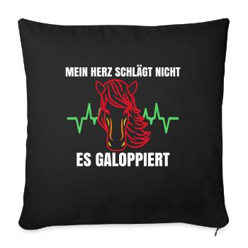 Cool Haflinger Islandpferde Galopp Statement - Sofakissenbezug 45 x 45 cm - Schwarz - Vorne