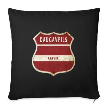 Daugavpils Lettonie Armoiries Drapeaux - Housse de coussin décorative 45 x 45 cm - noir - Devant