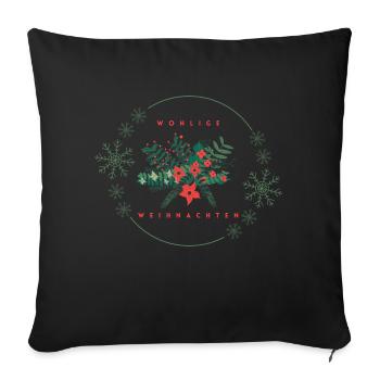 Wohlige Weihnachten florales Weihnachtsdesign - Sofakissenbezug 45 x 45 cm - Schwarz - Vorne