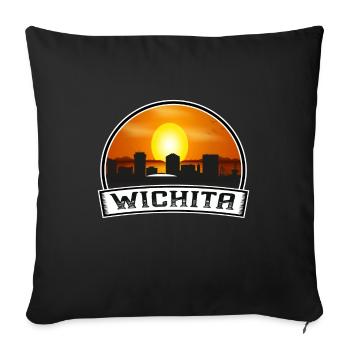 Wichita Kansas États-Unis Skyline Vintage Sunset Travel S - Housse de coussin décorative 45 x 45 cm - noir - Devant
