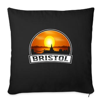 Bristol England Skyline Vintage Sunset Travel Souv - Sofa pillowcase 17,3'' x 17,3'' (45 x 45 cm) - black - Front